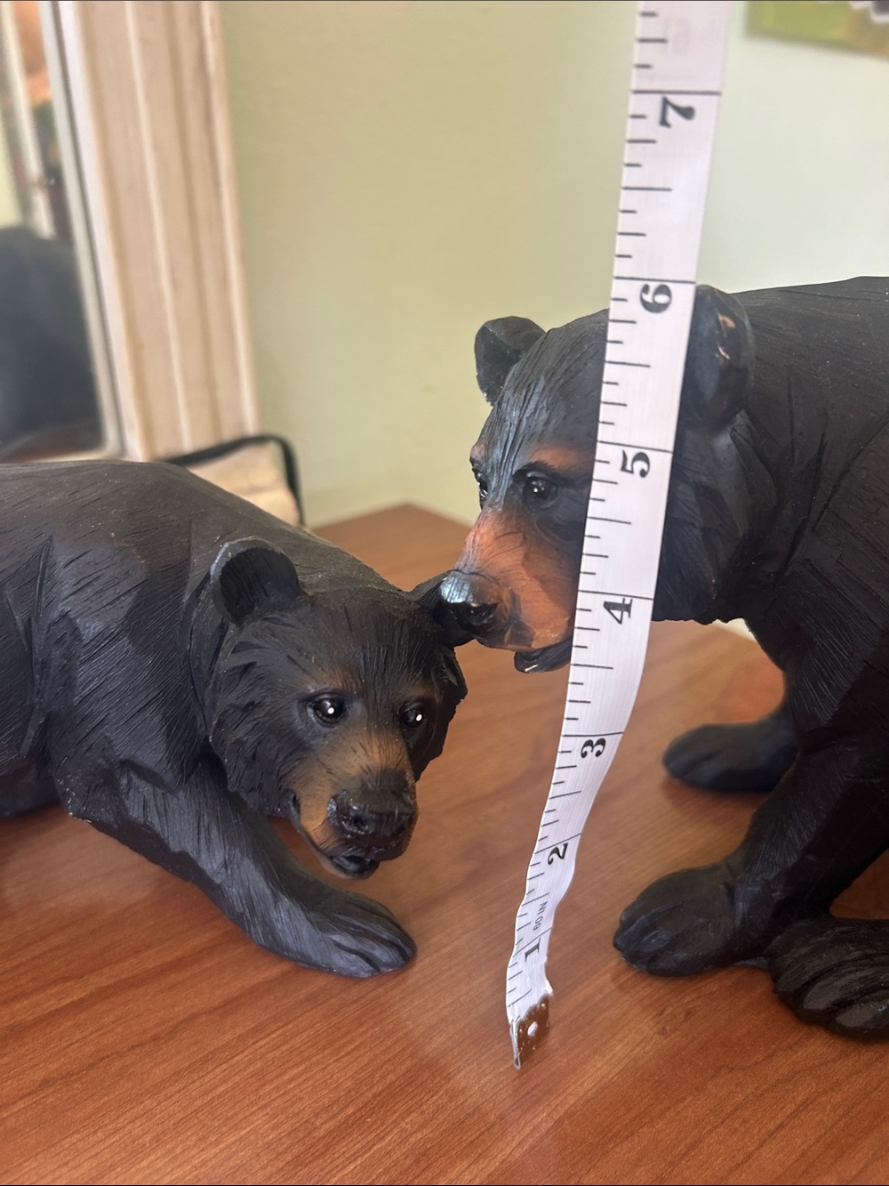 Set of 2 Black Wooden Bear Figurines - Picture 6 of 10
